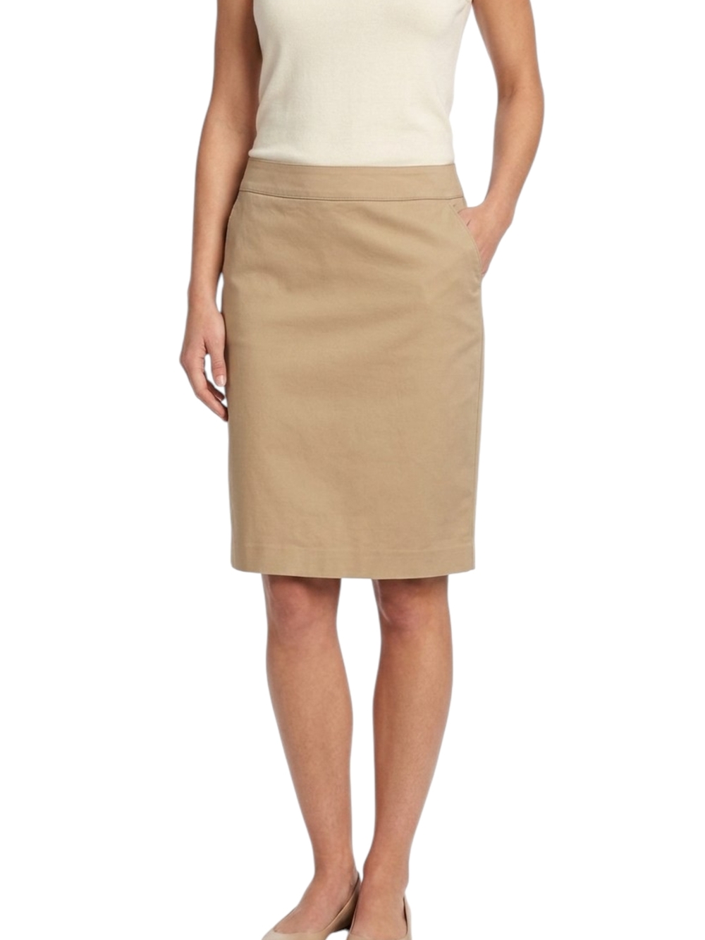 Merona Tan Khaki Pencil Pockets Office Skirt Size 2 Workwear Career Professional